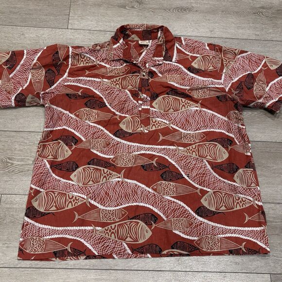 Go Barefoot Hawaiian Shirt Mens 3XL Red Short Sleeve Button Up Aloha - Picture 1 of 5